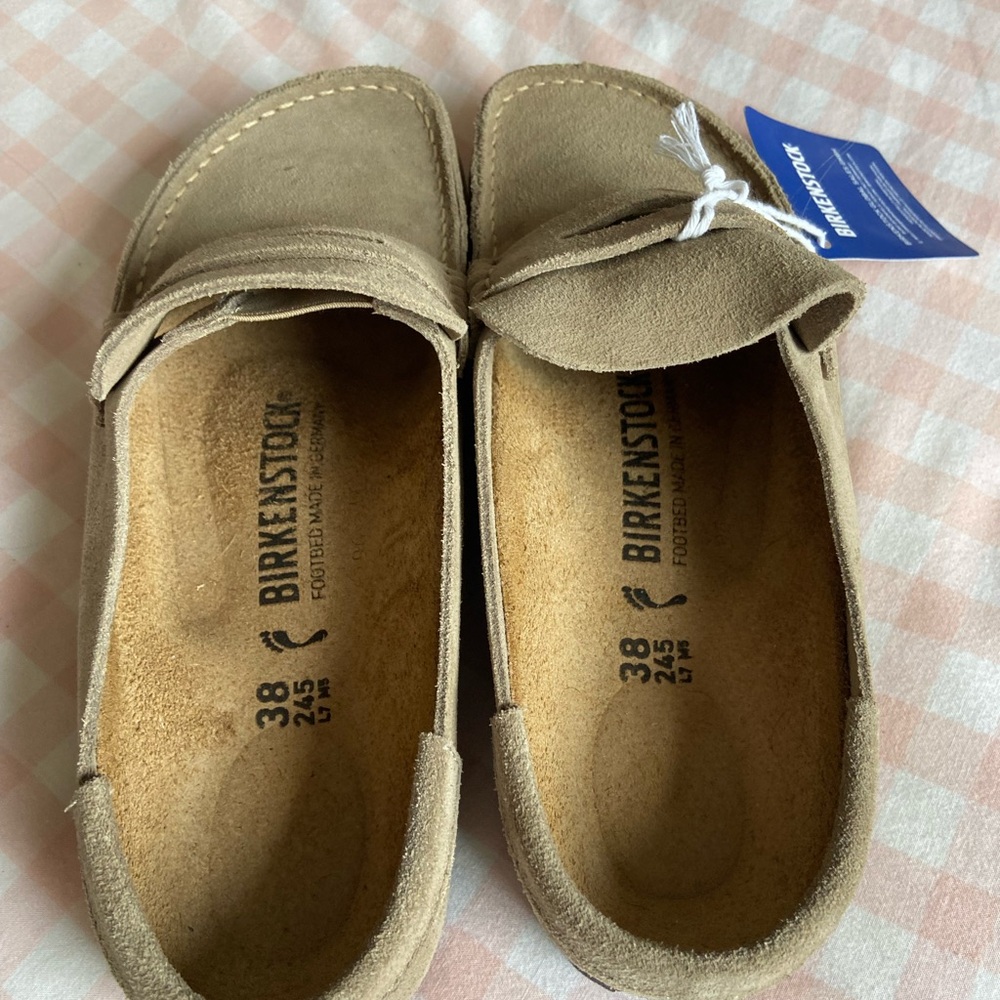 Birkenstock Naples Wrapped Bold Grip Clogs Taupe 38 - Picture 12 of 14